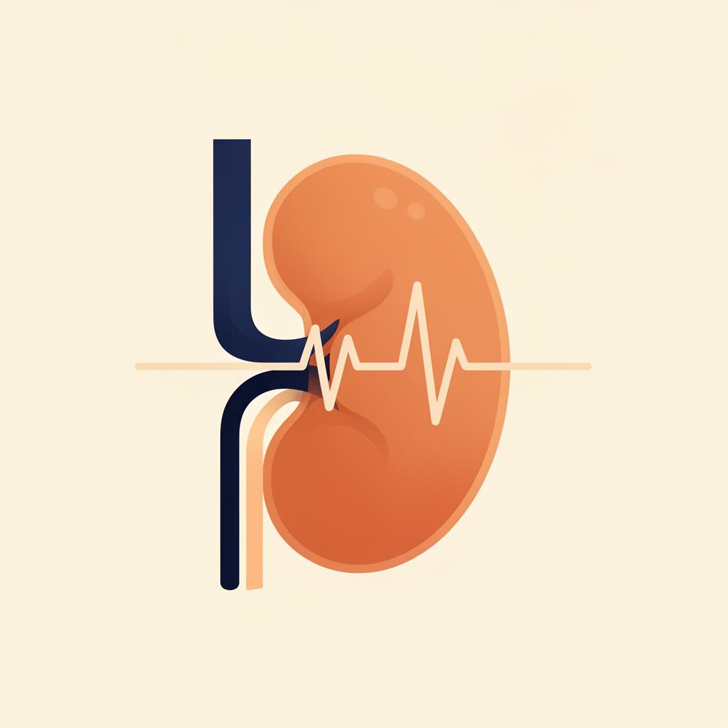 Stylised kidney with heartbeat line